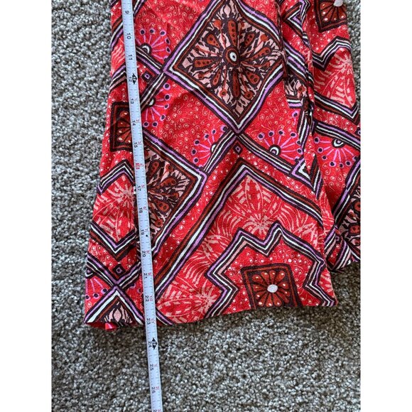 Anthropologie Skirted Wide Leg Retro Red Pants Trousers Size 6 Geometric Print s - Picture 4 of 8